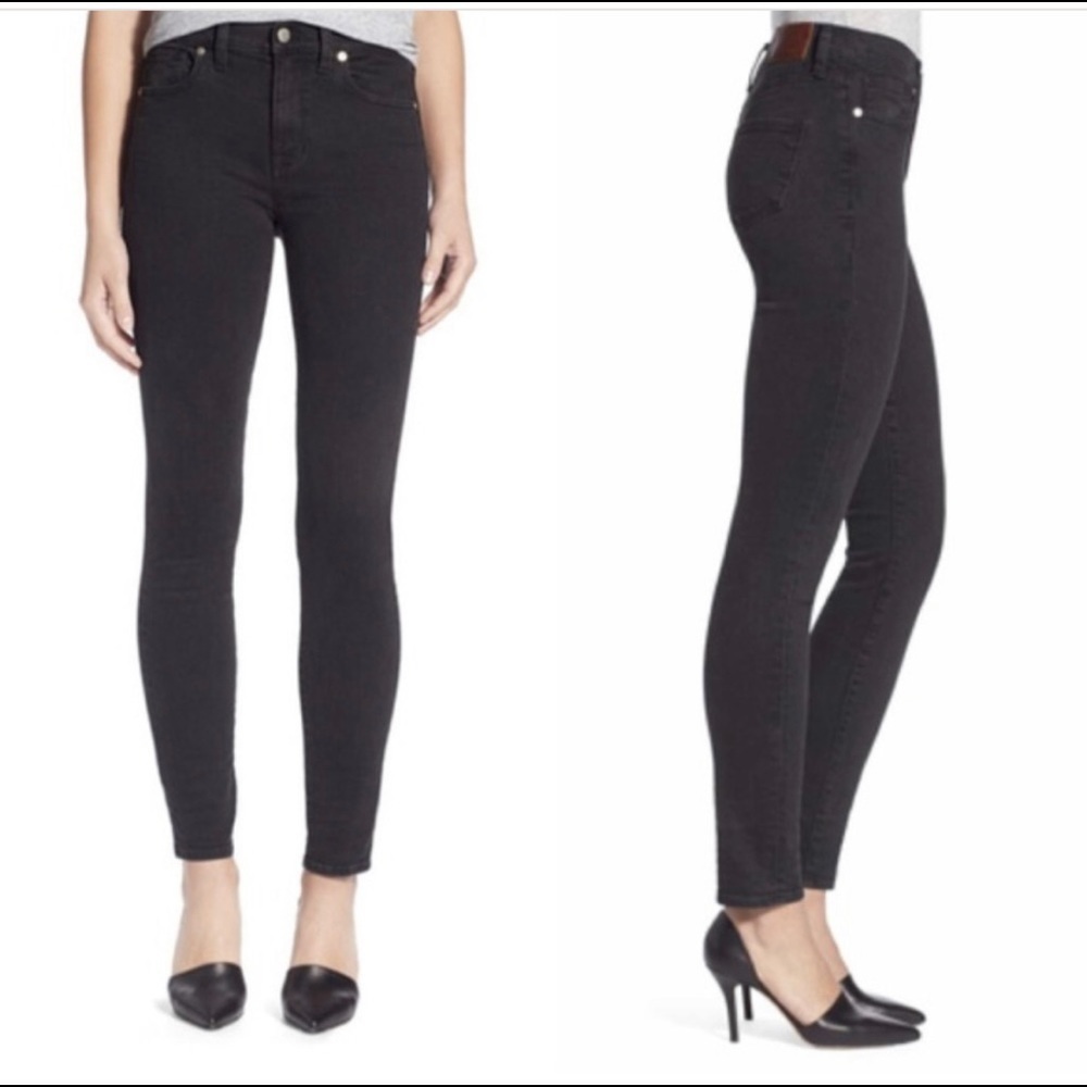 Madewell Women’s 9" High-Rise Skinny Jeans size 26 Dark Gray Faded Black #A5699